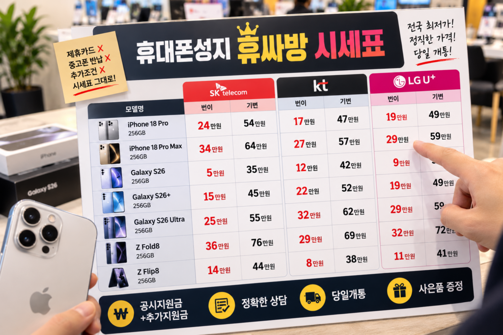 휴대폰성지시세표